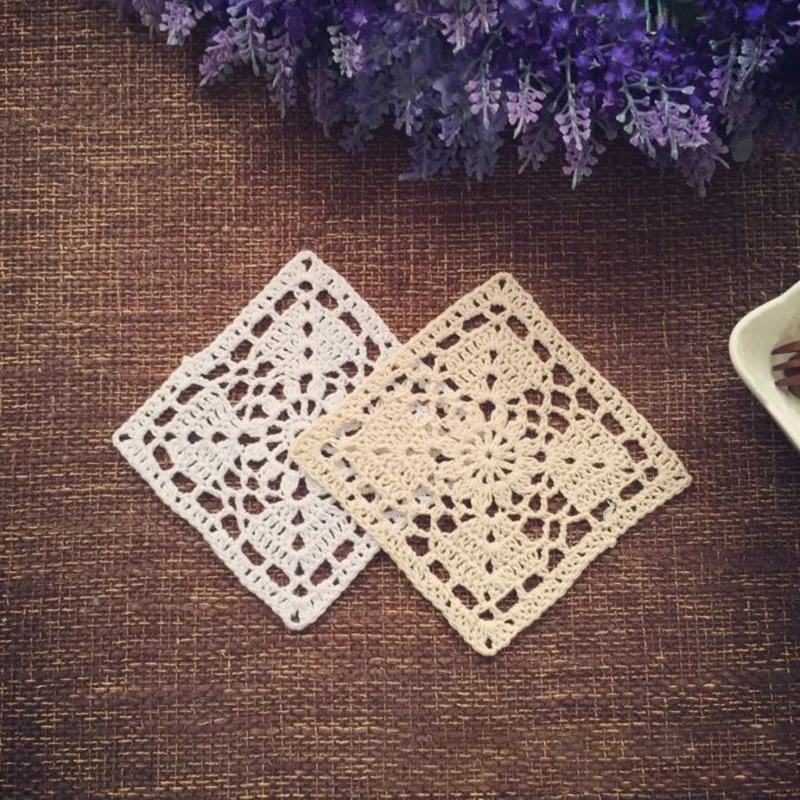 Description Picture 4 of itemSquare Handmade Lace Table Place Mat Cup Coaster Lace Crochet Tea Coffee Doily Dish Pad Dining Kitchen Wedding Decoration