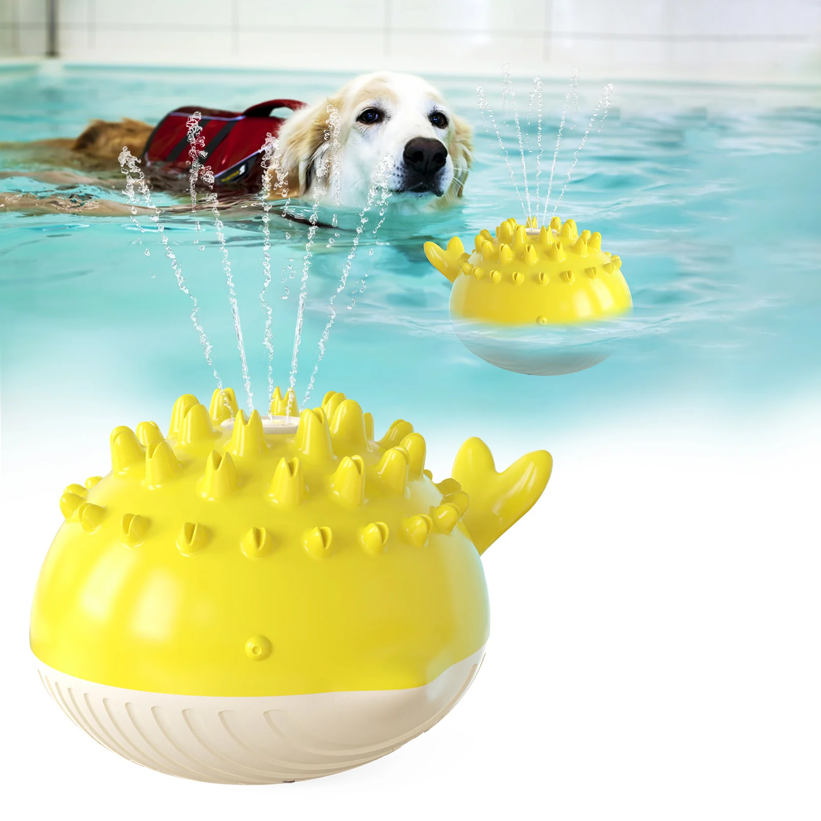 Float Dog Toy for Swimming Pool in Summer 3A Battery Electric Spray