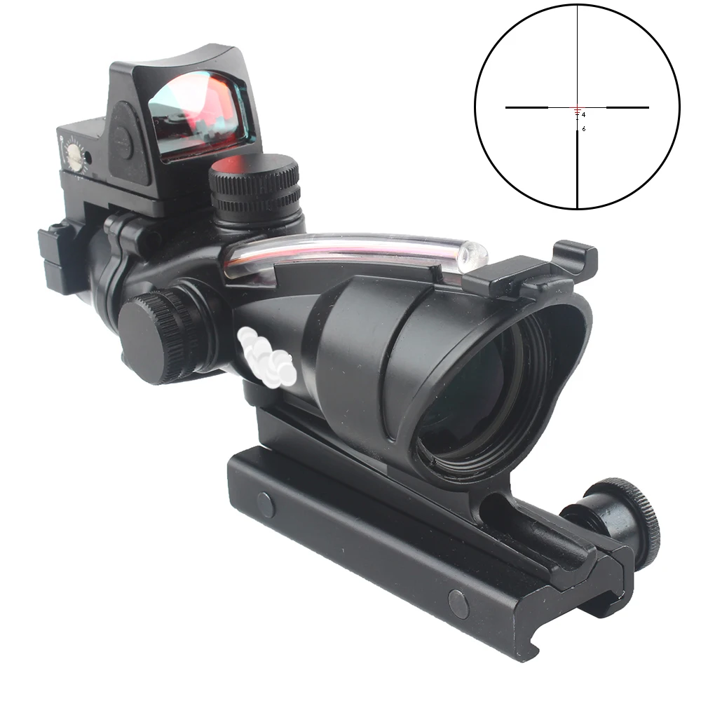 für airsoft nur Rot Faser Multicam Optik 4X32 Umfang mit RMR Mini Rot Tüpfel Anblick Leuchtpunktvisier Taktisch ACOG TA31 Stil Funktion Faser