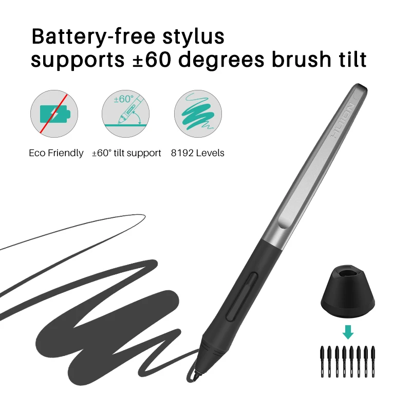 HUION H1060P Graphics Tablet Battery-Free Stylus Digital Tablets 8192 Level Pen Pressure With 12 Express Keys OTG Adapter 5