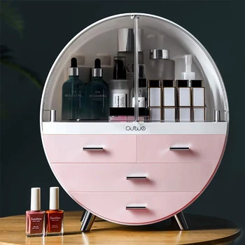 

Makeup Storage Organizer Box, Cosmetics Storage Display Rack with Drawer, Waterproof, Dustproof, Elegant Display Cabinet