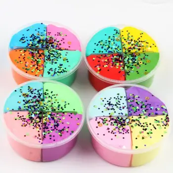 

100ml 4 Color Cake Sequins Soft Slime Fluffy Squeeze Stress Relieve Toy Home Office Decompression toy For Children Adult