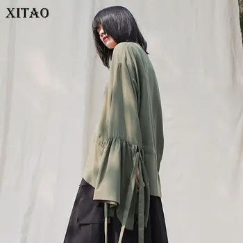

XITAO Drawstring Pleated Blouse Fashion New Women Pullover Full Sleeve 2020 Spring Small Fresh Casual Loose Shirt DMY3194
