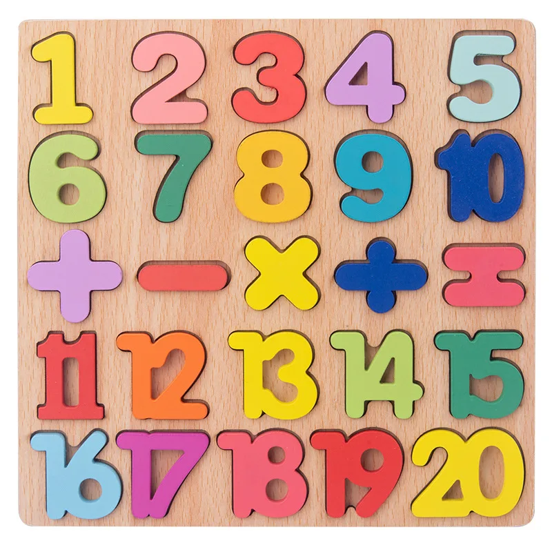 New Wooden 3D Puzzle Toy Kids English Alphabet Number Cognitive Matching Board Baby Early Educational Learning Toys for Children 7