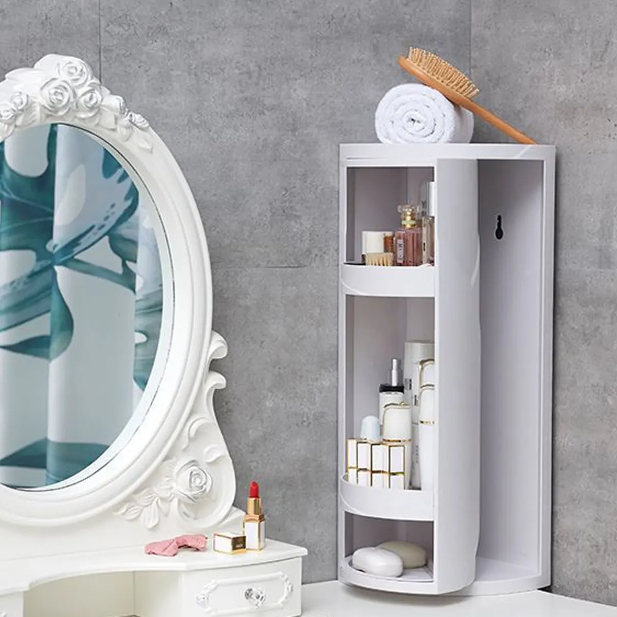 US $21.89 ML Size Multifunction 360degree Rotatable Bathroom Storage Rack Corner Storage Cabinet Cabinet Store CosmeticsPerfumShampoo