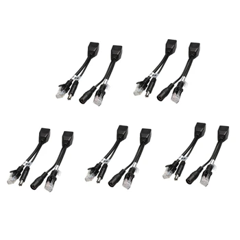 

10Pcs(5Pair) POE Splitter POE Switch POE Cable Adapter Tape Sned 5V 12V 24V 48V Power Supply Cable 5.5X2.1mm