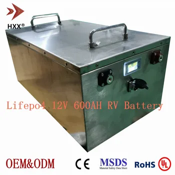 شراء12 فولت 600Ah Lifepo4 بطارية 7680 واط بنيت BMS 250A التفريغ مع LCD دورة عميقة ل تخييم RV نظام تخزين الطاقة الشمسية UPS
