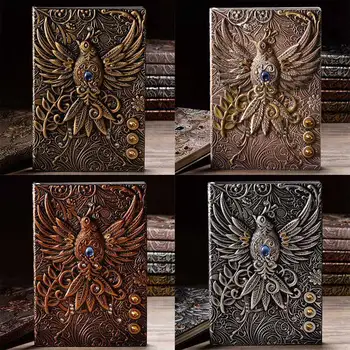 

3D Notebook Vintage Printing Embossed Phoenix Travel Diary Notebook Journal Leather Gift Bible Book Handcraft