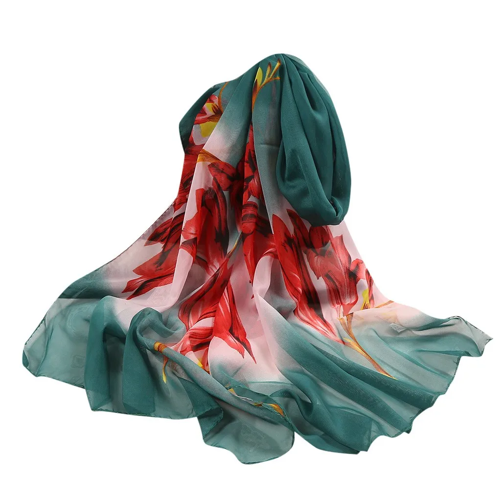 Soft Wrap Scarf Simulation Silk Shawl Scarves szaliki i chusty Ink painting Retro Chinese 160*50cm Women Flower Print Long |