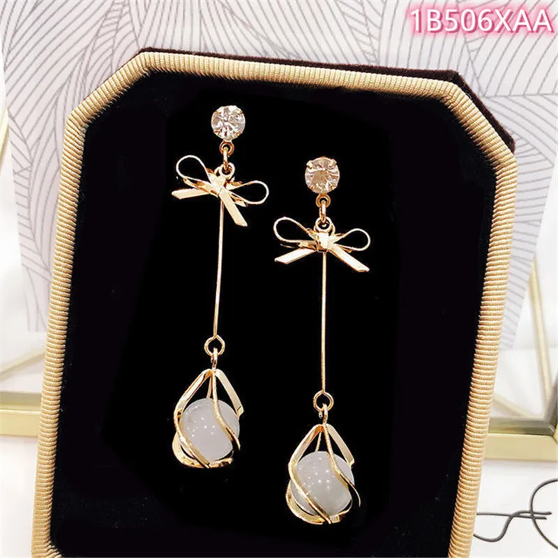 

2020 New Fashion Opal Ear Stud Delicate Bow Earrings LovelinessÂ Feminine Elegance Eardrop Long Earrings Holiday GiftÂ