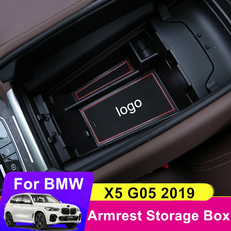 

Center Console Storage Box For BMW X5 G05 2019 Stowing Tidying Car Organizer Anti-slip Rubber Automotive Interior Accessories
