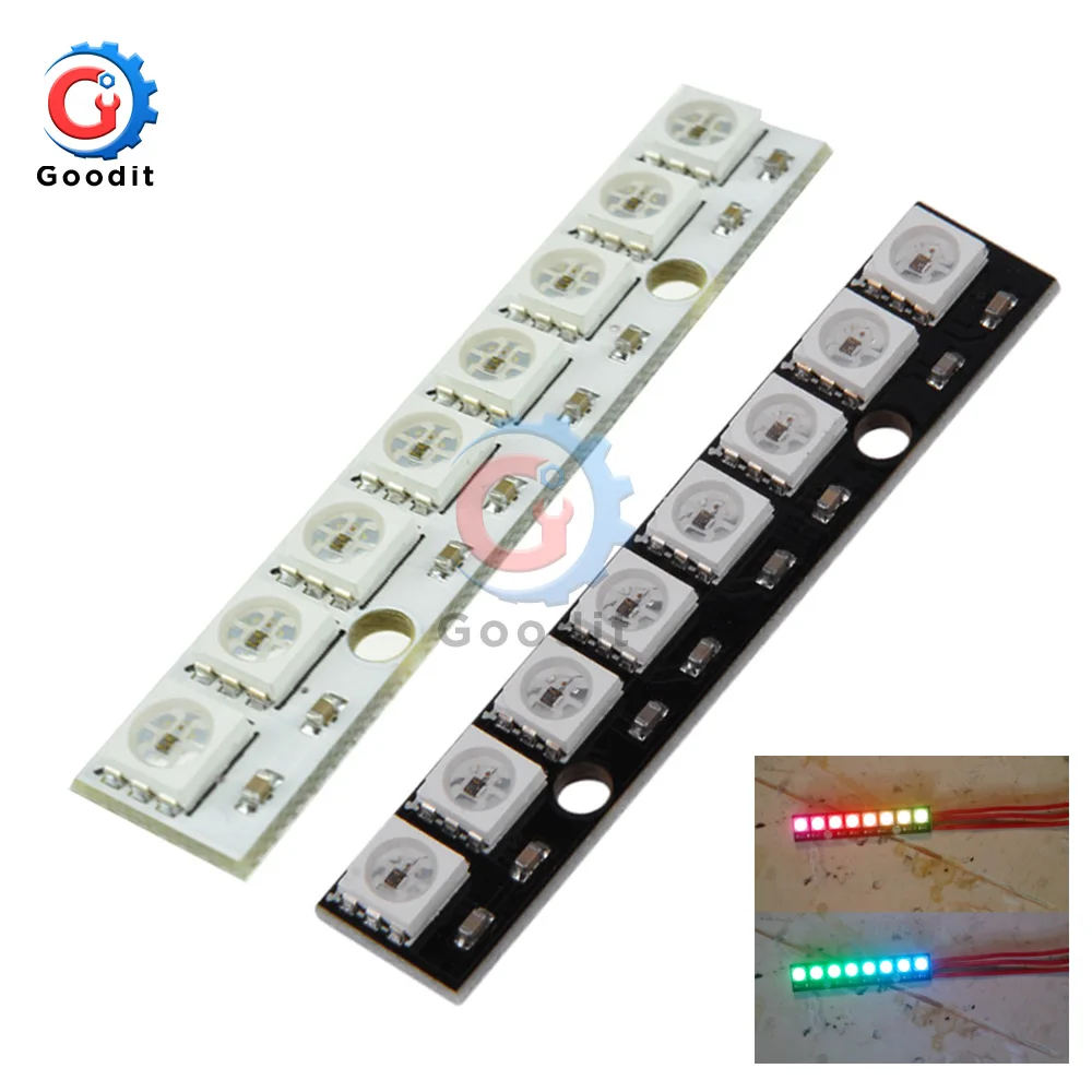 8Bit канал WS2812 5050 RGB 8 Светодиодный светильник Встроенный полный Цвет макетная