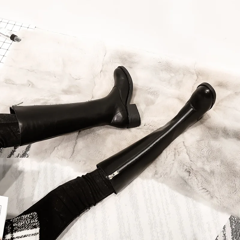 Skup Moda damska skórzane długie buty damskie buty do kolan Martin buty Zip buty zimowe damskie buty wiosna jesień kobiet