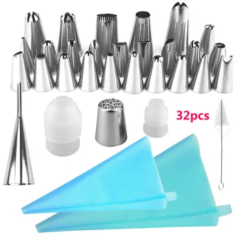 

32/72/106/112pcs Cake Decorating Supplies Set Stainless Steel Baking Piping Tips Reusable Icing Pastry Bag Couplers Kit