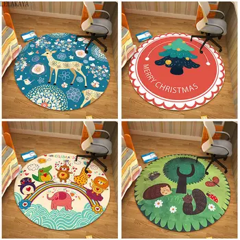 

1pcs Cartoon Style Round Anti-slip Carpet For Living Room Baby Kids Bedroom Game Crawling Mat Hallway Floor Rug Home Decoration
