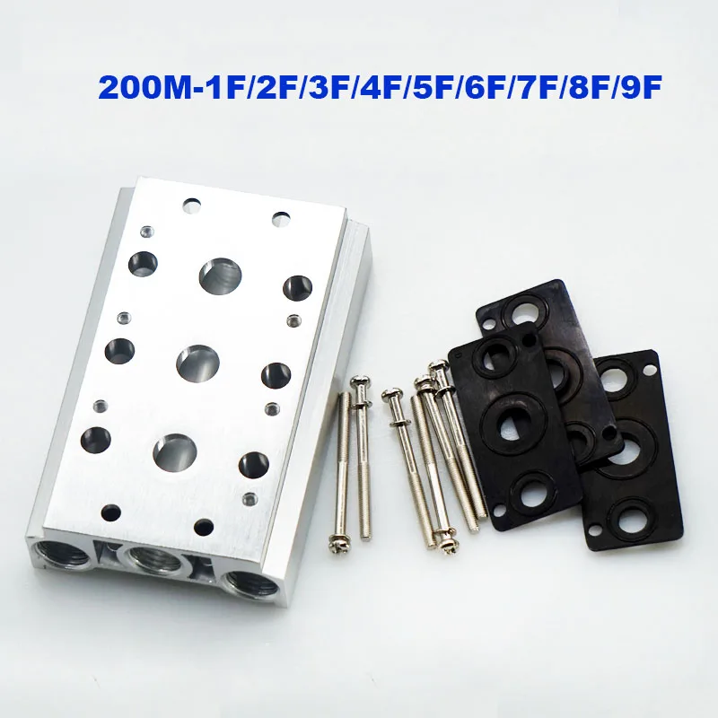 

pneumatic solenoid valve base 4V210-08 valve air exhaust manifold 200M-1F/2F/3F/4F/5F/6F/7F/8F/9F with gaskets screws fittings