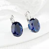 Big Oval Zircon Stone Earrings for Women Silver Color Earring Fashion Korean Jewelry Simple CZ Oval Clear Blue Black ► Photo 3/6