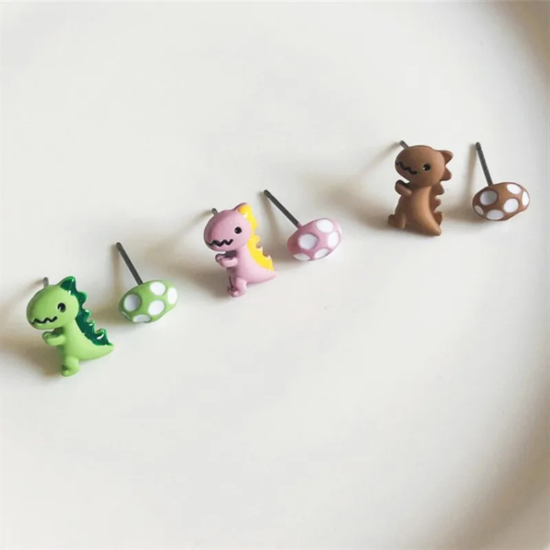 Уникальные Милые металлические серьги гвоздики в виде динозавра вечерние стиле