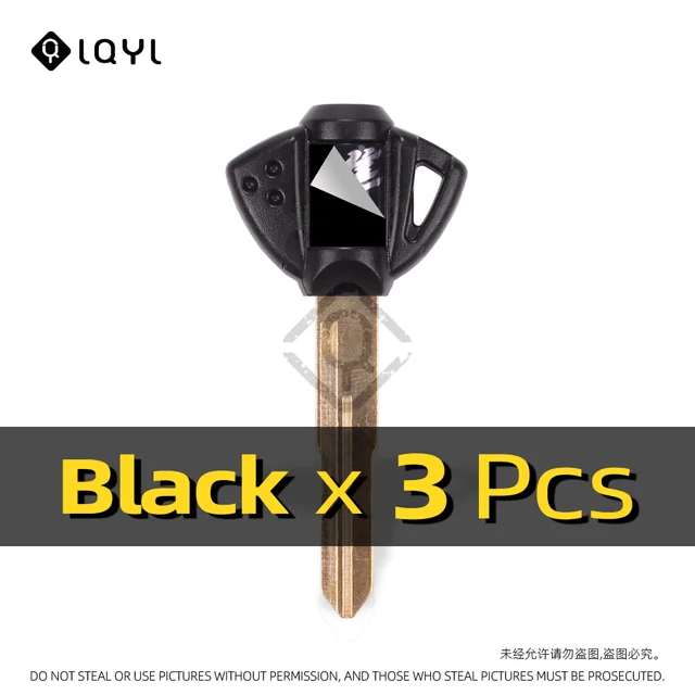3Pcs Motorcycle Key Uncut Blank Replacement Keys For Suzuki GSX600F GSR750 GSX750F GSXR600 GSXR750 GSXR1000 GSXR1300 SV650 GSX-R 3 PCS Black H