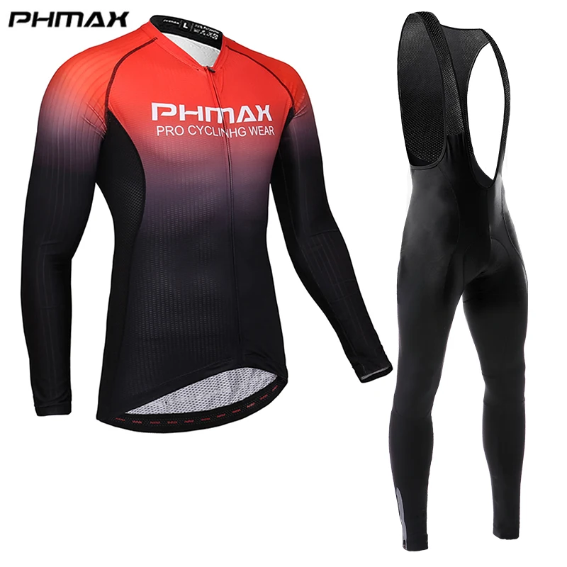

PHMAX 2020 Pro Cycling Clothing Men Cycling Set Bike Clothes Breathable Anti-UV Bicycle Wear long Sleeve Cycling Jersey Set
