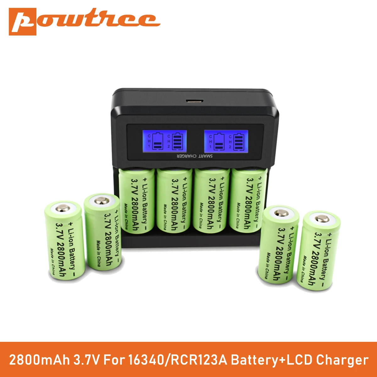 Литий ионная аккумуляторная батарея Powtree CR123A RCR 123 ICR 16340 2800 мАч 3 7 в для камеры