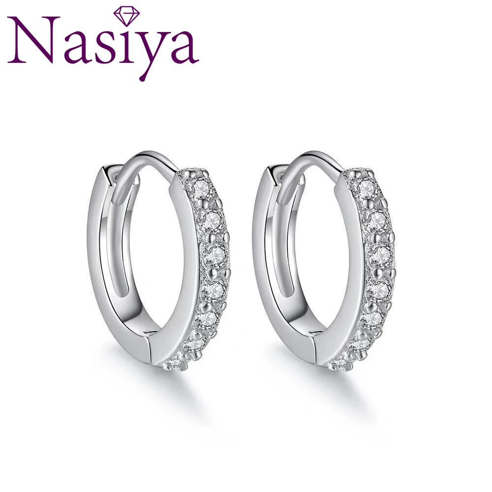 

100% 925 Sterling Silver Dazzling CZ Crystal Circle Round Hoop Earrings for Women Sterling Silver Jewelry