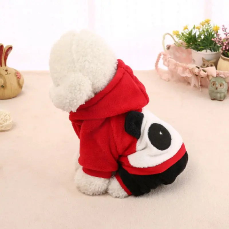 Pet Одежда с принтом в виде собак красные худи «панда»; зимнее пальто; теплая щенок с капюшоном 4 брюки с широкими штанинами, одежда для собак, свитер для девочек маленькие собаки, питомцы магазин XS-XL