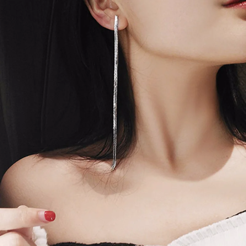 Silver color Kpop серьги, новая мода, Ушная линия для женщин, простая Длинная цепочка-змейка, висячие серьги с кисточкой, s925стерлинговое серебро, ювелирное изделие - Окраска металла: Silver color
