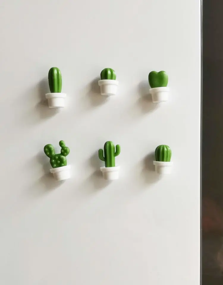 6pcs Cactus Fridge Magnet Refrigerator Magnetic Sticker 3D Cute Succulent Plant Message Board Reminder Home Decoration Kitchen magnetic sticker