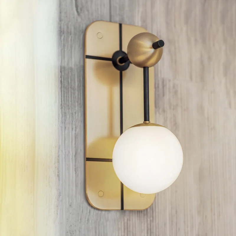 

all copper bedroom bedside aisle living room northern Europe post modern personality art American copper wall lamp