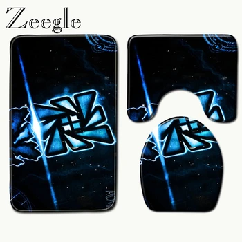 

Zeegle 3pcs Anti Slip Bathroom Mat Set Non-Slip Bath Mat Bathroom Kitchen Geometric Pattern Print Shower Carpet Doormats Decor