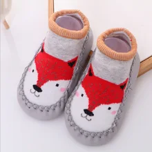 Носки для малышей; повседневные модные детские милые Носки с рисунком из мультфильма; детские Нескользящие хлопковые носки-Тапочки