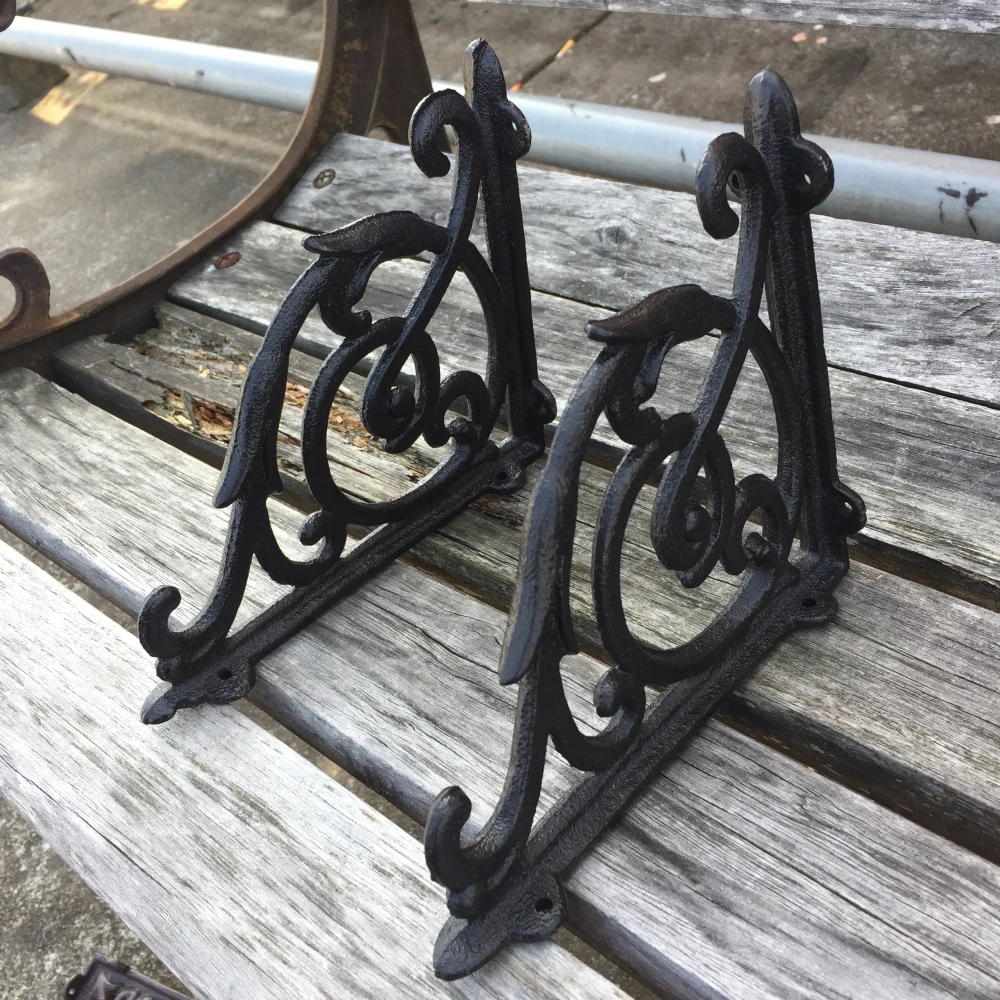 

1 Pair Cast Iron Leaf Shelf Brackets Wall Bracket Antique Style Decor VJ-Drop