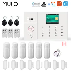 MULO Wireless WIFI GSM Home Security Alarm System With Motion Sensor Smart Home Burglar Compatible with Tuya IP Camrea