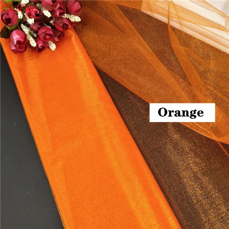 Белый/розовый/5 м/лот прозрачный тюль из органзы с кристаллами, рулон ткани для свадебной вечеринки, украшения из органзы, пояса для стула 6Z SH015 - Цвет: orange