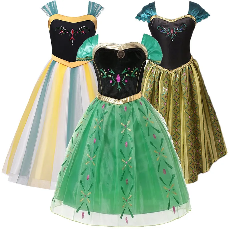 Платья Эльзы и Анны для девочек; детские маскарадные костюмы принцессы Анны; Детские платья для костюмированной вечеринки; вечерние костюмы для Хеллоуина