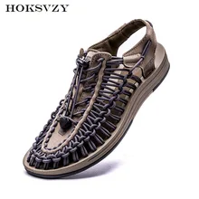 HOKSZVY/Новинка года; летние мужские сандалии большого размера; мужская кожаная обувь; плетеные римские сандалии; шлепанцы; CLK-1998