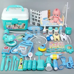 Kit de jeu en bois pour enfants, 51 29 pièces, pour filles et garçons, coffret médical rouge pour dentiste 