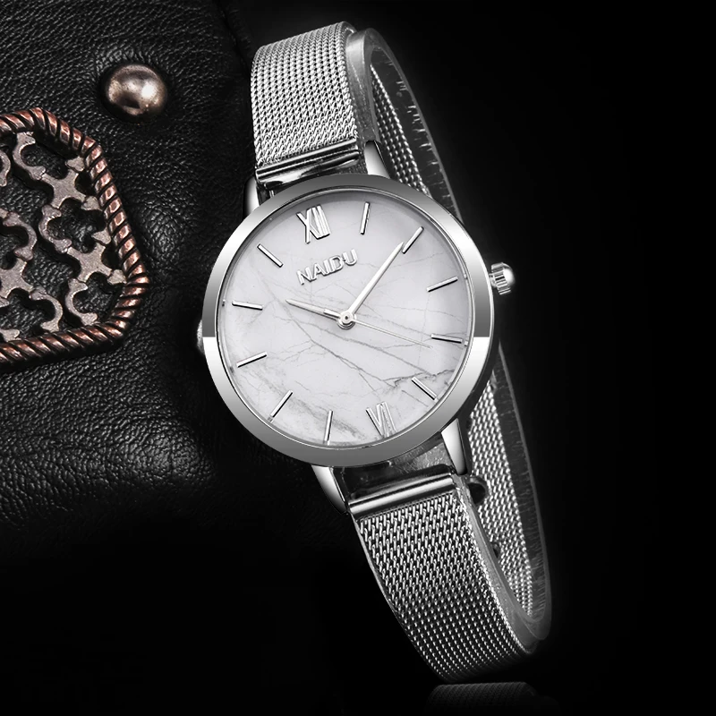 Женские наручные часы orologio donna романтичные Серебристые элегантные с сетчатым