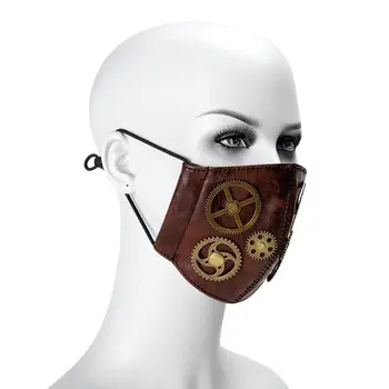 

Adjustable Gothic PU Face Mask Personal Steampunk Masks with Replaceable Filter For Halloween Christmas