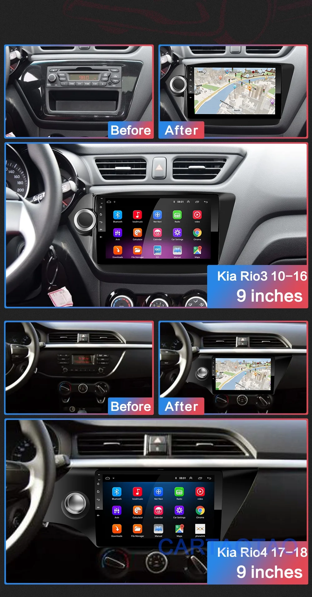 Новинка! " 2din Android 8,1 GO автомобильный dvd-плеер для Kia Rio 3 4 2011 2012 2013 2107 автомобильный Радио gps навигация wifi