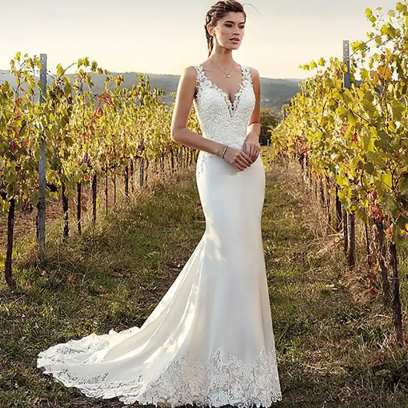 boho trumpet wedding dress