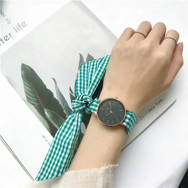 Клетчатые и Арбузные повязки женские модные повседневные часы Ulzzang брендовые дизайнерские Элегантные Женские Простые кварцевые наручные часы