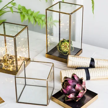 

New Nordic landscape bottle glass cover geometric transparent ornaments set Succulents home furnishings