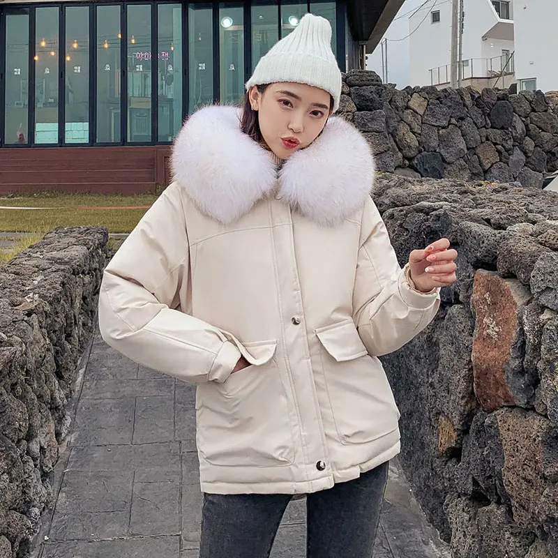 

2019 New Arrival Fashion Women Winter Jacket Cotton Padded With Fur Collar Warm Thicken Ladies Short Coats Parka Womens Jackets