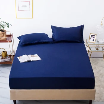 

Solid Color Fitted Sheet With Elastic Black Blue White Brown Adults Children 100% Polyester Mattress Cover Home Hotel Bed Sheet