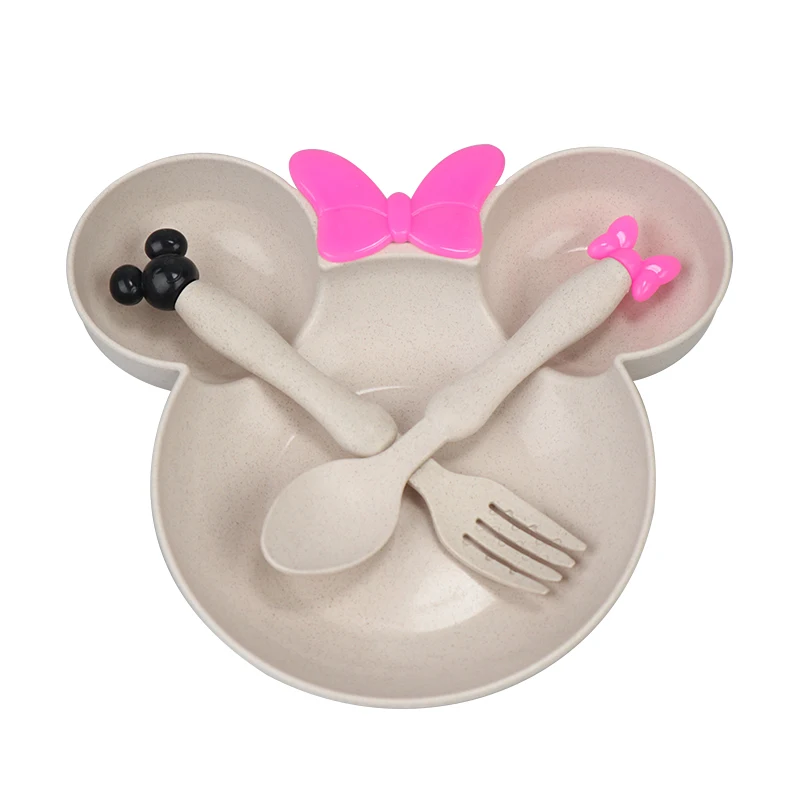 3Pcs//Set Baby Tableware Set Cute Cartoon Feeding Dishes Kids Fruit Plates Dinner