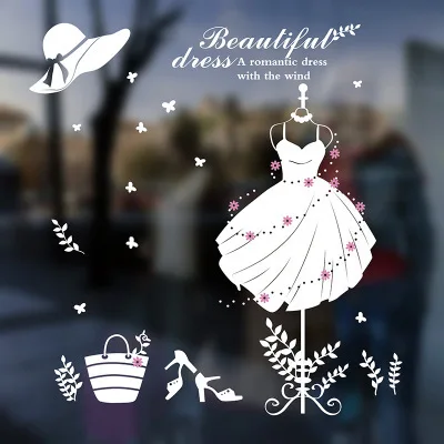 Clothing Shop Window Glass Wall Sticker White DIY Decoration Clothes Rack Wall Decal for Bedroom Goddess's New Clothes Stickers