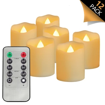

AA 12PC Electronic LED Candle Light 10-key Remote Control Waterproof Time Flameless Decorative Tool