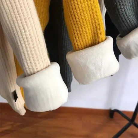 

Girls Winter Sweater Half-Turtle-Neck Sweater Base Pullover for Both Men And Women Autumn And Winter plus Velvet in Solid Color